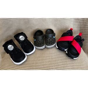 (3) Pairs of Toddler shoes NIKE, CROCS 5C Team Hustle Black Red Nike Flex